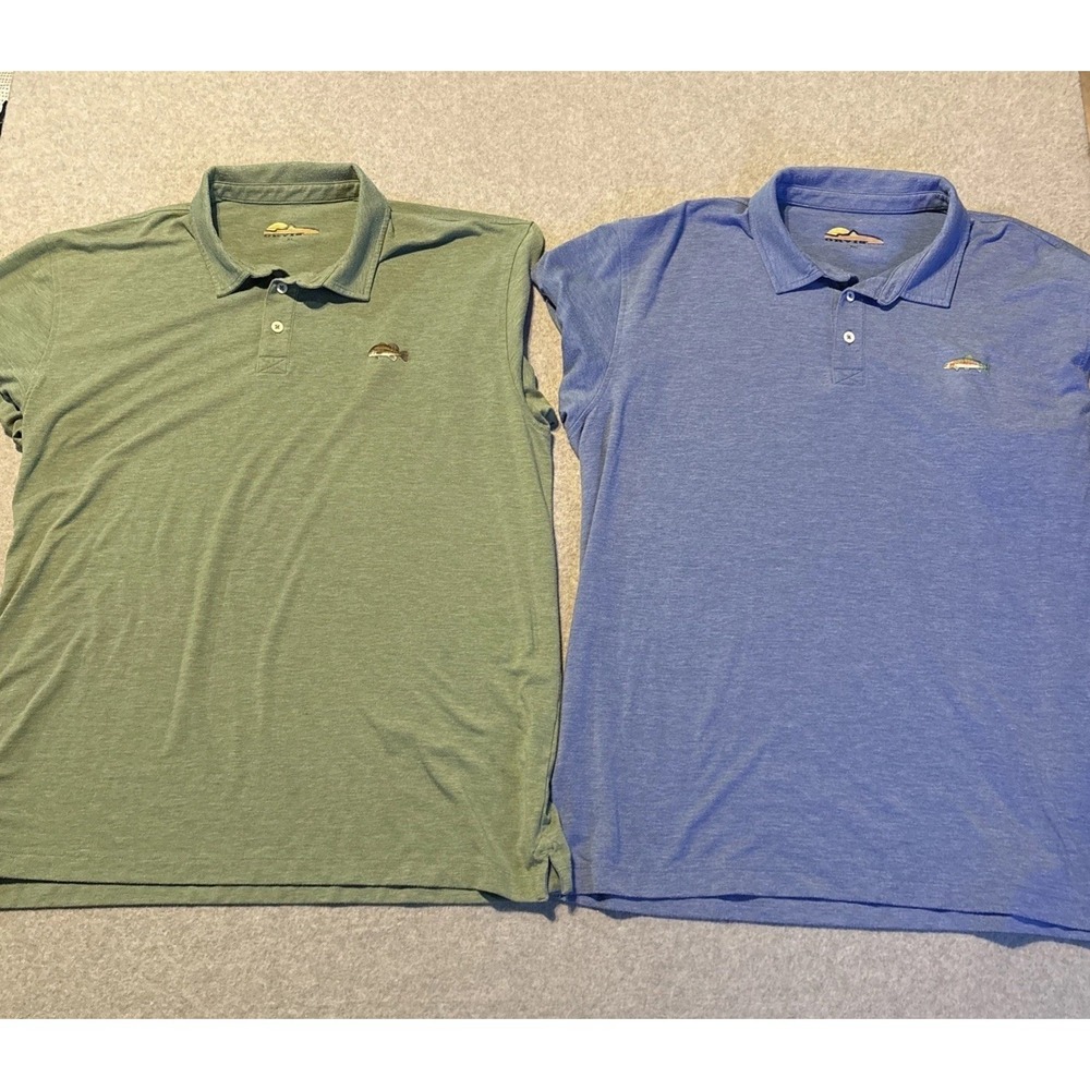 Orvis Anglers Performance Polos Lot Of 2  small‎ fish embroidery Sz XL Excellent